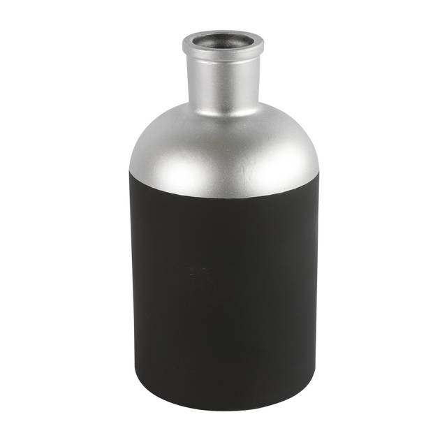 Countryfield Bloemen/Deco vaas - 2x - zwart/zilver - glas - 14 x 26 cm - Vazen