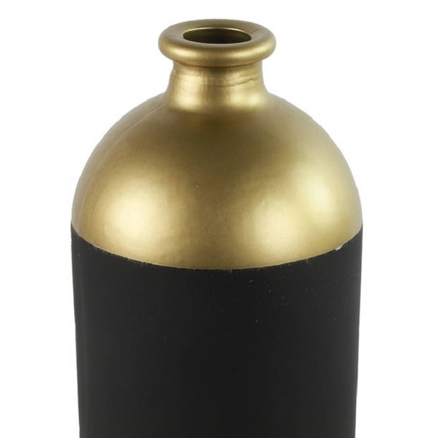 Countryfield Bloemen/Deco vaas - 2x - zwart/goud - glas - 13 x 41 cm - Vazen