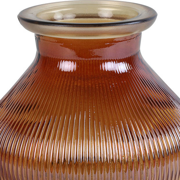 Decostar Bloemenvaas - kastanje bruin/transparant glas - H12 x D15 cm - Vazen