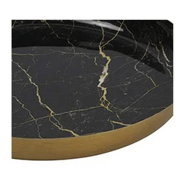 Countryfield Dienblad - Marble - Metaal - zwart/goud - Dia 20 cm - Dienbladen
