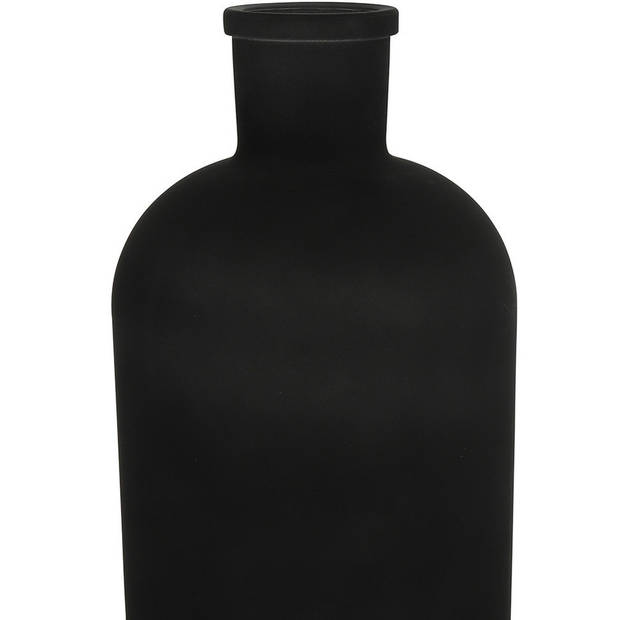 Countryfield vaas - 2x stuks - mat zwart - glas - fles - D17 x H31 cm - Vazen