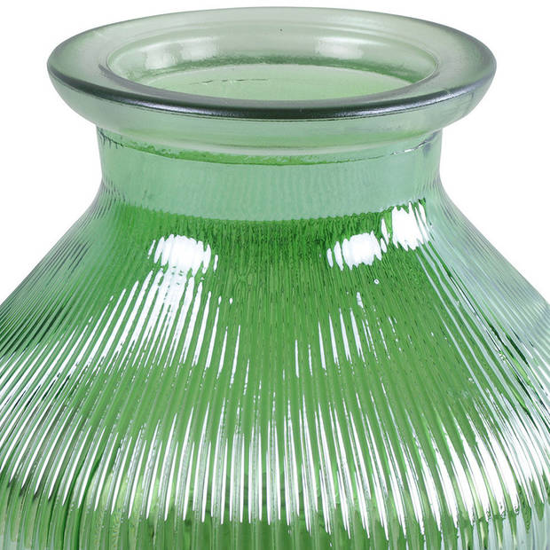 Decostar Bloemenvaas - groen/transparant glas - H12 x D15 cm - Vazen