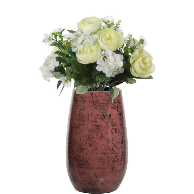 Decoris Bloemenvaas Amazing - terracotta - donker roze - D19 x H30 cm - boeketten vaas - Vazen