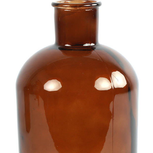 Countryfield vaas - 2x stuks - bruin glas - fles - D17 x H30 cm - Vazen