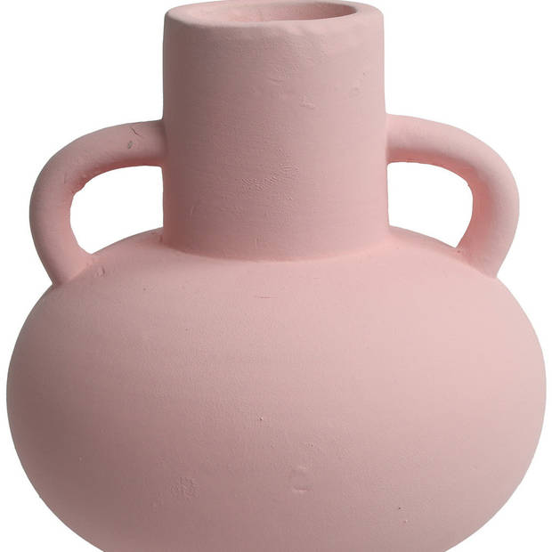 Countryfield Amphora vaas - roze terracotta - D13 x H18 cm - smalle opening - Vazen