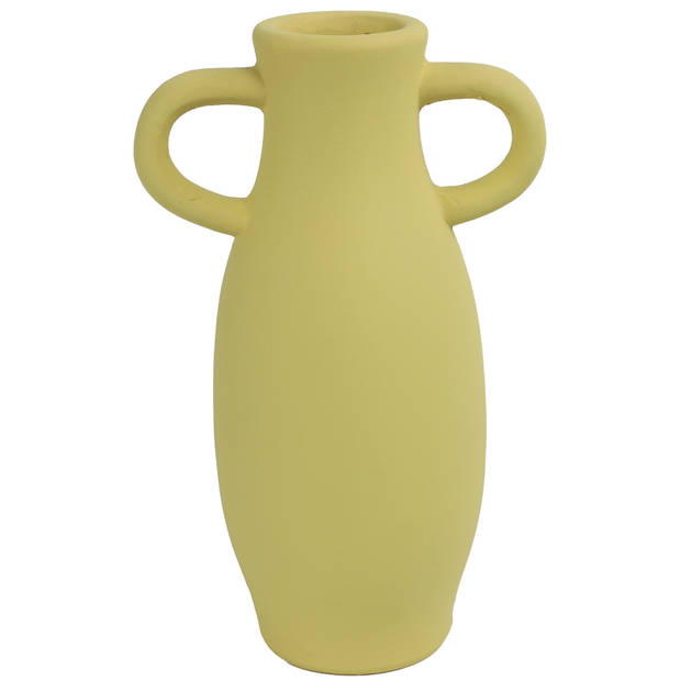 Countryfield Amphora vaas - 2x stuks - geel terracotta - D12 x H20 cm - Vazen