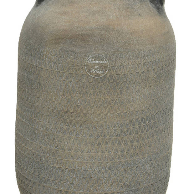 Vaas fles model - terracotta - grijs - D19 x H45 cm - Vazen