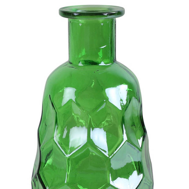 Countryfield Art Deco vaas - groen transparant - glas - D12 x H30 cm - Vazen