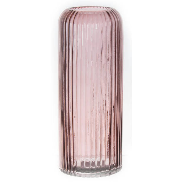 Bellatio Design Bloemenvaas - taupe - transparant glas - D10 x H25 cm - Vazen