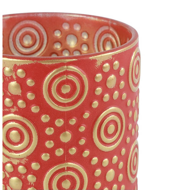 Countryfield Luxe theelichthouder - Fantasy - rood/goud - D7 x H8 cm - Windlichten