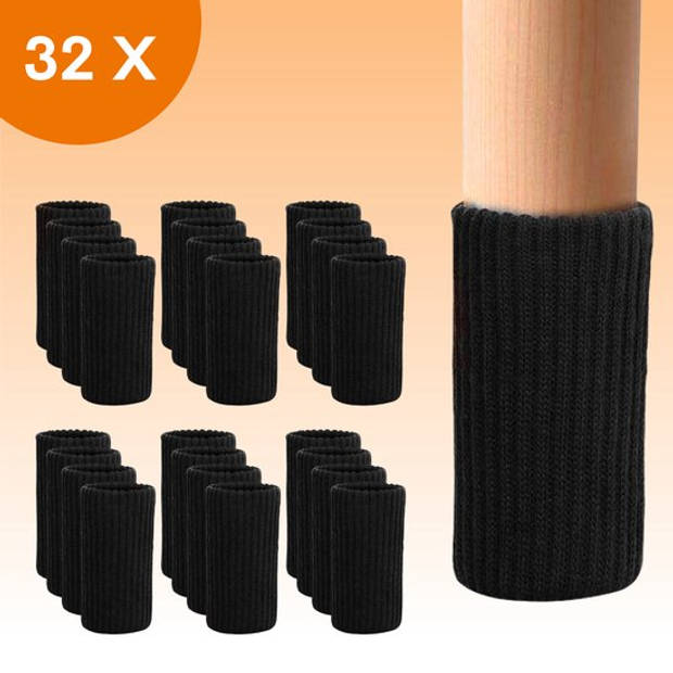 FLOOQ - Stoelpoot Doppen – Stoelpoot beschermers - Stoelpoot sokken - 20-55mm – 32 Stuks – Zwart