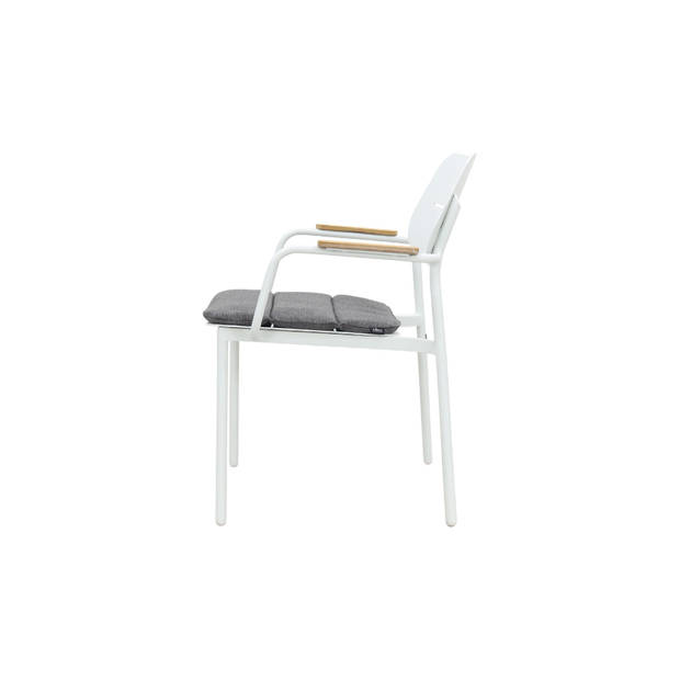 GreenChair Courage Dining chair - teak armleuning - White