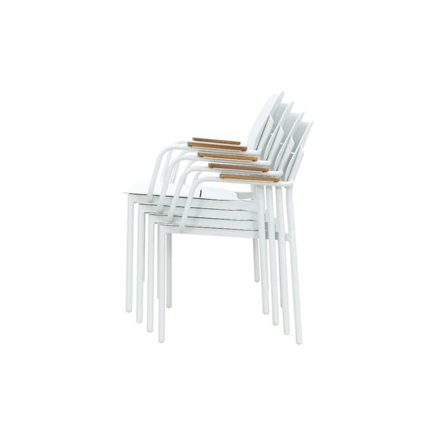 GreenChair Courage Dining chair - teak armleuning - White