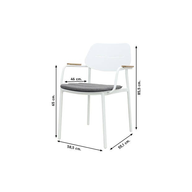 GreenChair Courage - White/Murano teak - 240x100 cm. - tuinset 7-delig