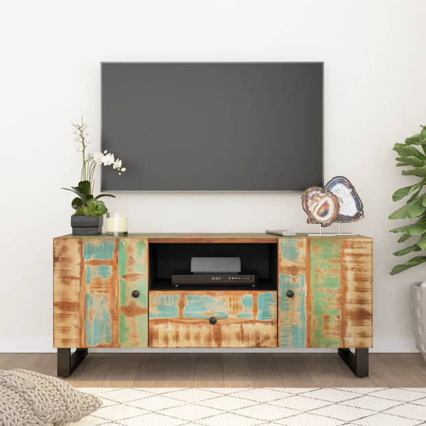 vidaXL Tv-meubel 105x33,5x46 cm massief hout gerecycled bewerkt hout