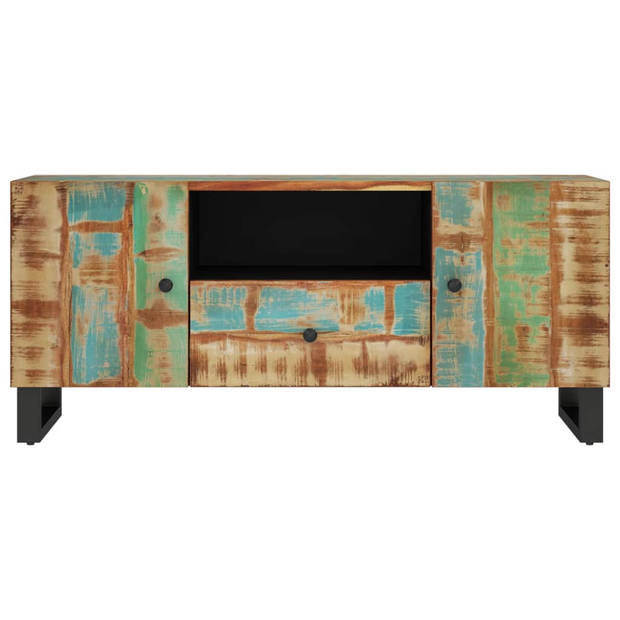 The Living Store TV-meubel Industrieel - 105x33.5x46 cm - Massief gerecycled hout - bewerkt hout en ijzer