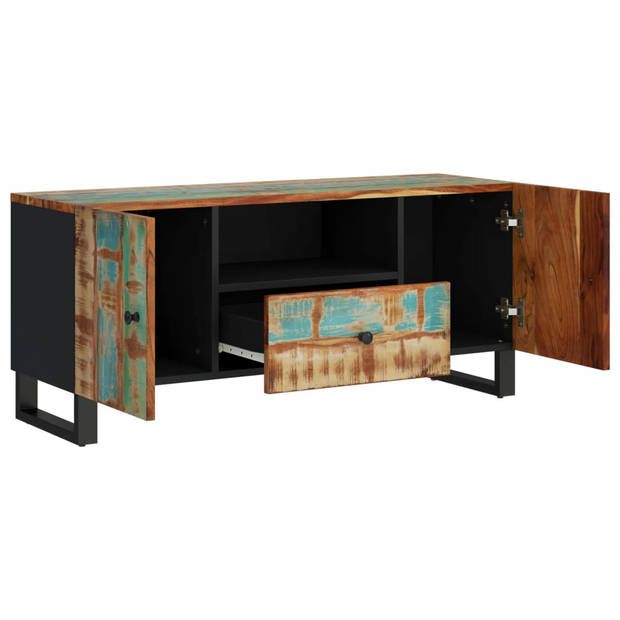 The Living Store TV-meubel Industrieel - 105x33.5x46 cm - Massief gerecycled hout - bewerkt hout en ijzer