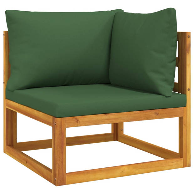 vidaXL 11-delige Loungeset met groene kussens massief hout