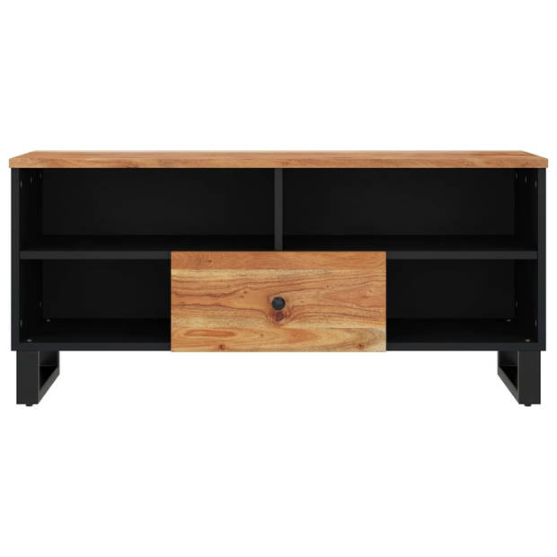 The Living Store Tv-meubel Acaciawood - 100x33x46 cm - Opbergruimte - Stabiele poten - Uitstalfunctie