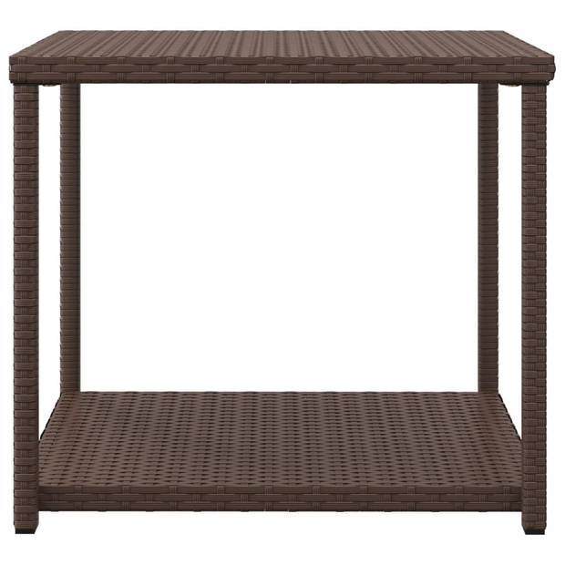 vidaXL Bijzettafel 55x45x49 cm poly rattan bruin