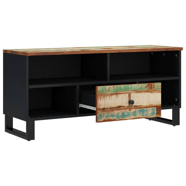 The Living Store Tv-meubel Massief Gerecycled Hout - 100 x 33 x 46 cm - Meerkleurige Afwerking