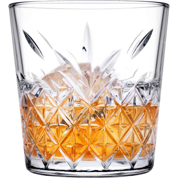 Whisky tumbler glazen - 12x - Timeless serie - transparant - 340 ml - Whiskeyglazen