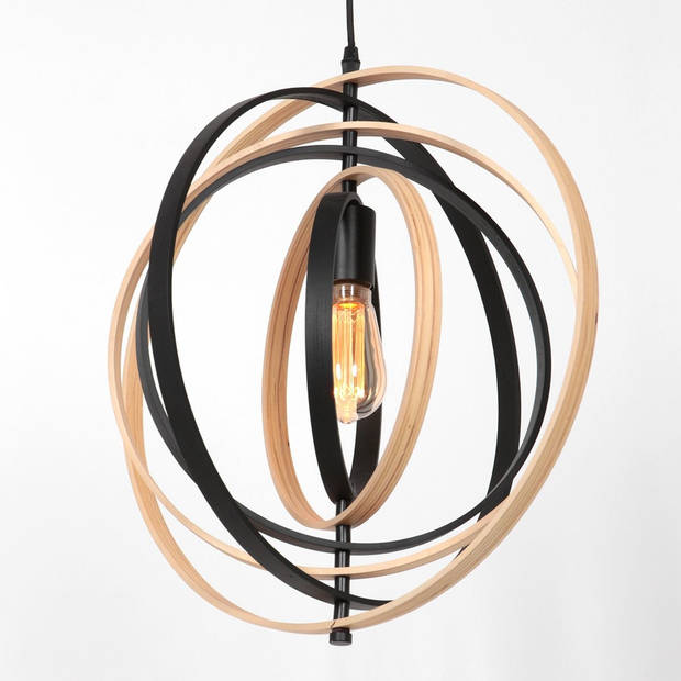 Anne Light & home Hanglamp Muoversi Ø 45 cm hout zwart