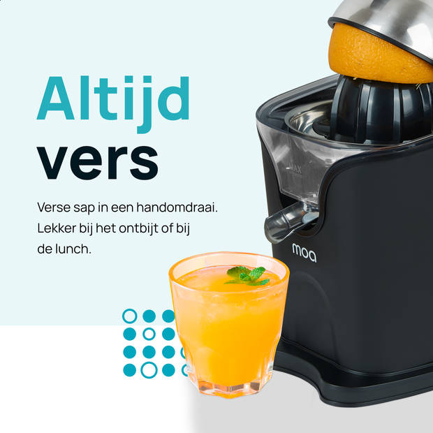 MOA Citruspers - Citrusjuicer - Elektrische Sinaasappelpers - Citroenpers - 2 Perskegels - Zwart - CJ408B