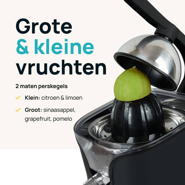 MOA Citruspers - Citrusjuicer - Elektrische Sinaasappelpers - Citroenpers - 2 Perskegels - Zwart - CJ408B