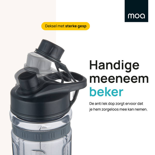 MOA Blender - Blender to go - Mini Blender - 2 tritan bekers van 600ml - Smoothie maker - 800W - Zwart - MB10B