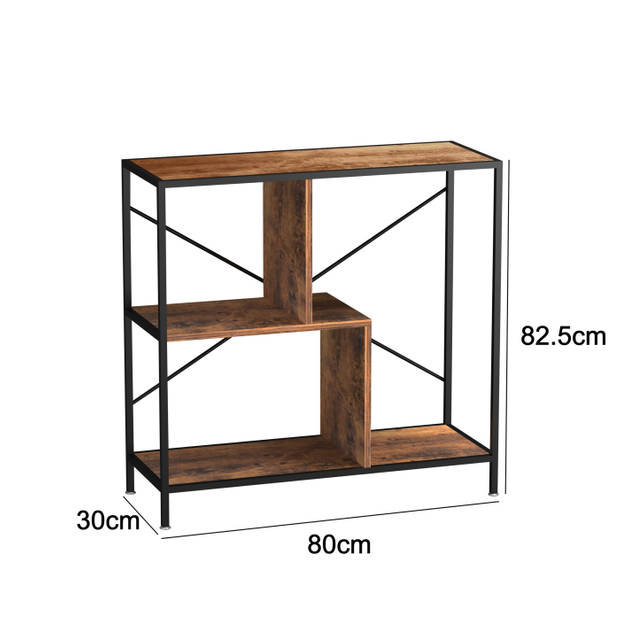 Boekenkast wandkast Stoer - sidetable - industrieel - 82 cm hoog