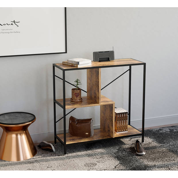 Boekenkast wandkast Stoer - sidetable - industrieel - 82 cm hoog