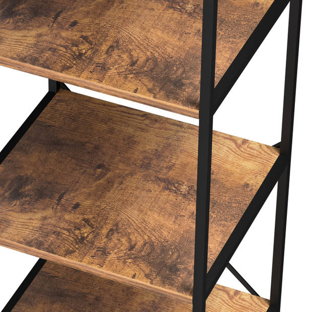 Boekenkast wandkast Stoer - industrieel design - metaal hout - 40 x 40 x 174 cm