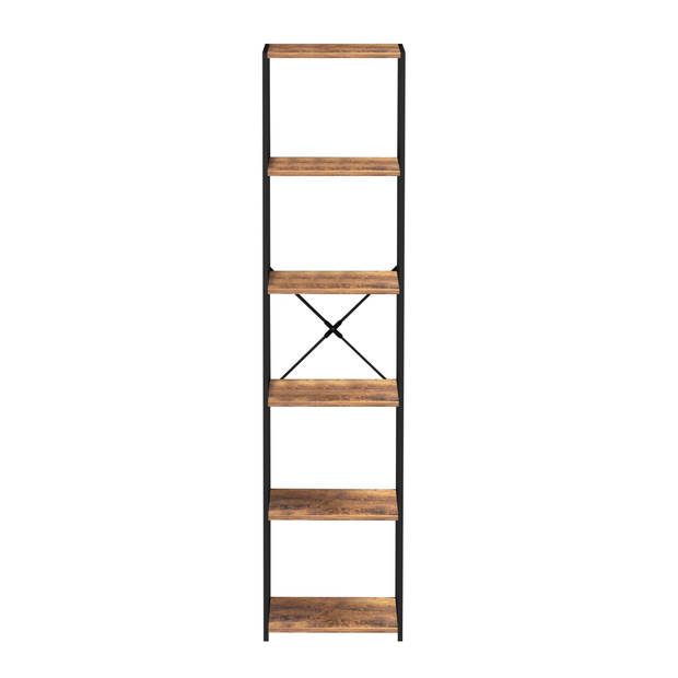 Boekenkast wandkast Stoer - industrieel design - metaal hout - 40 x 40 x 174 cm