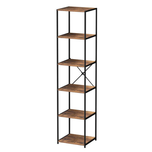 Boekenkast wandkast Stoer - industrieel design - metaal hout - 40 x 40 x 174 cm