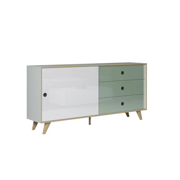 Adelaide dressoir 1 deur, 3 laden wit,groen.