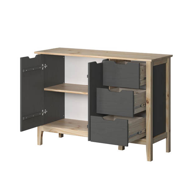 Latera dressoir 3 laden, 2 deuren grijs.