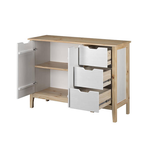 Latera dressoir 3 laden, 2 deuren wit.