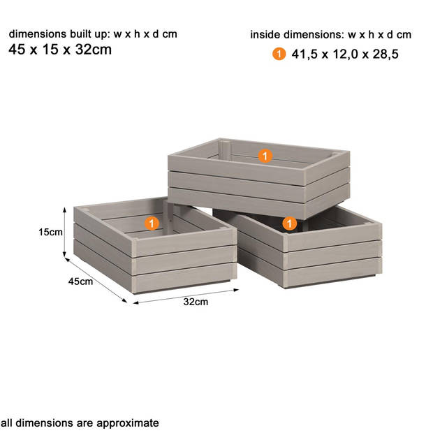 Arona 3 kistenset grijs.