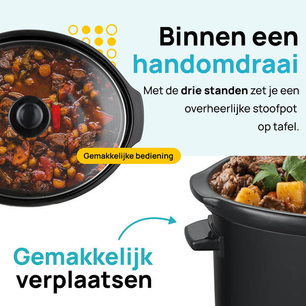 MOA Slowcooker - 6,5 liter - Zwart - SC65B