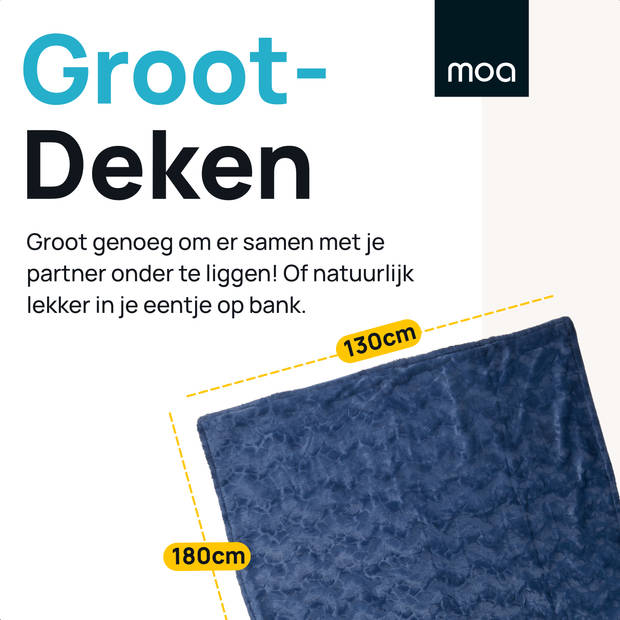 MOA Elektrische Flannel Fleece Deken - Bovendeken - Superzacht - 180x130 - EOB180DB