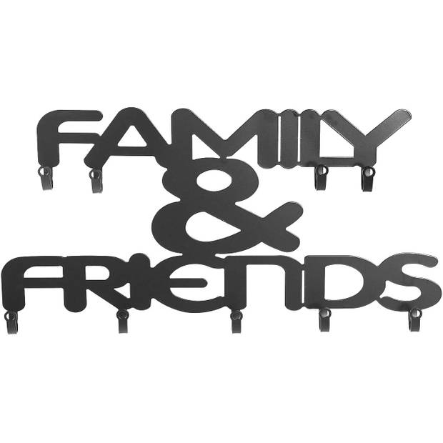 MIADOMODO Wandkapstok Family & Friends, 9 haken, modern, mat zwart, kapstokhaak, wandhaak