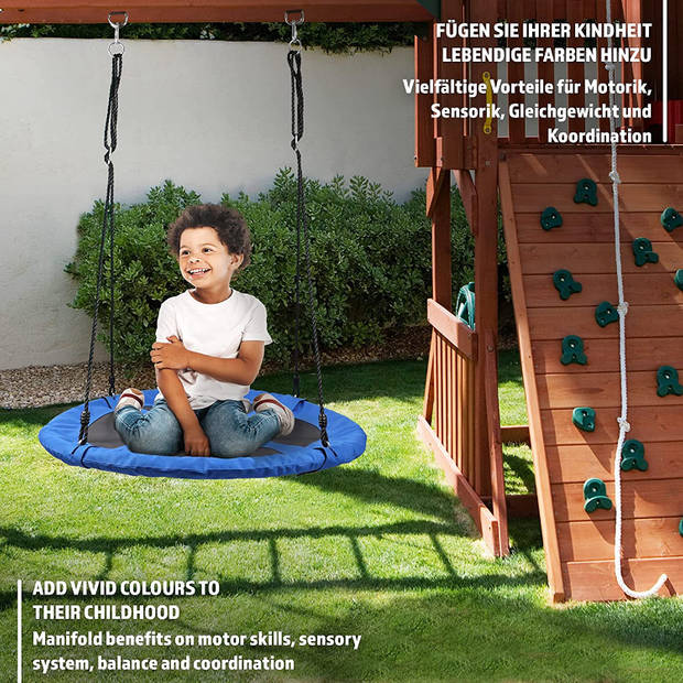 Physionics- Nestschommel - Outdoor/Indoor, tot 300 kg belasting, diameter 100 cm, voor kinderen en volwassenen, blauw...