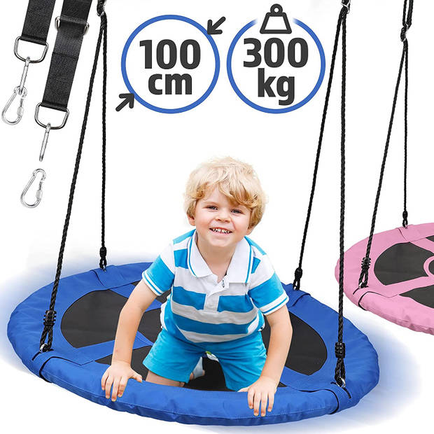 Physionics- Nestschommel - Outdoor/Indoor, tot 300 kg belasting, diameter 100 cm, voor kinderen en volwassenen, blauw...