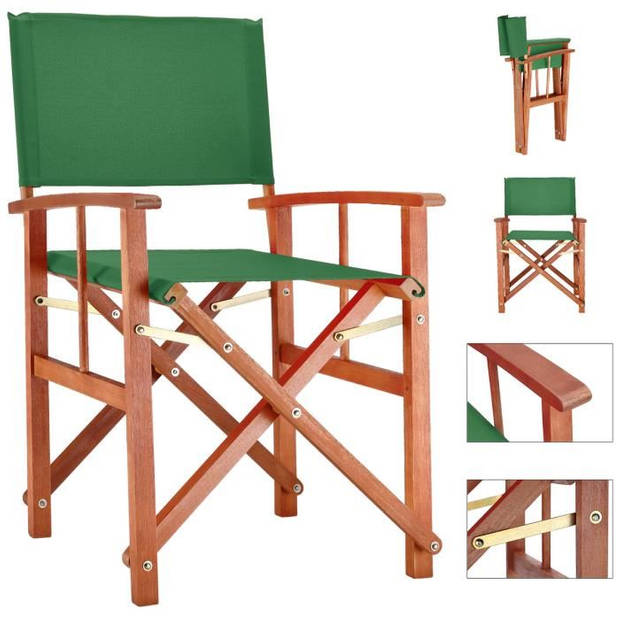 Regisseursstoel, klapstoel, vouwstoel, groen, duurzaam, eucalyptushout, waterafstotend stof, klapstoel