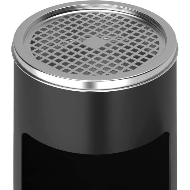 Jago- Staande asbak met prullenbak - Zwart- 30 liter, van RVS/ ijzer, 2 in 1, met binnenemmer