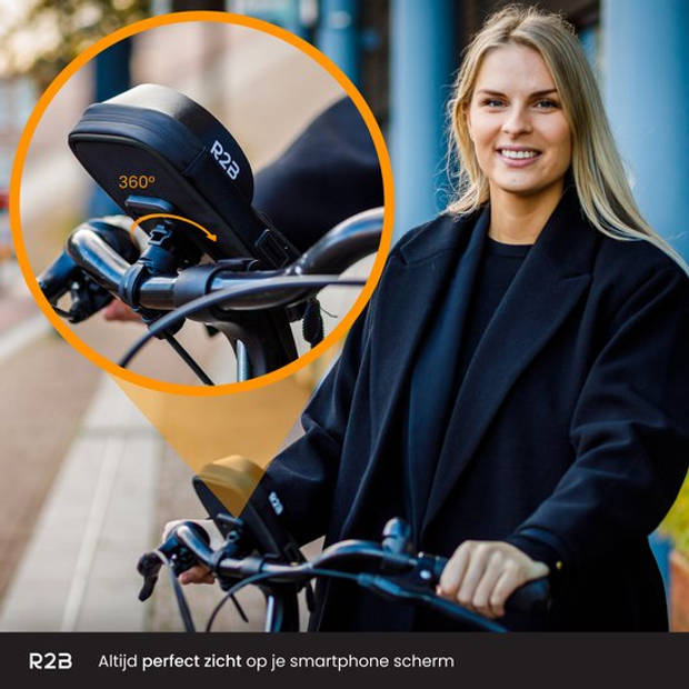 R2B Telefoonhouder Fiets Waterdicht - 360 Graden Rotatie - Zwart - Gsm Houder Fiets - Ook voor scooter & motor