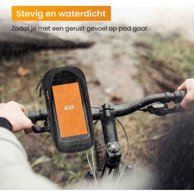 R2B Robuuste Telefoonhouder Fiets Waterdicht - 360 Graden Rotatie - Gsm Houder Fiets - Ook voor scooter & motor