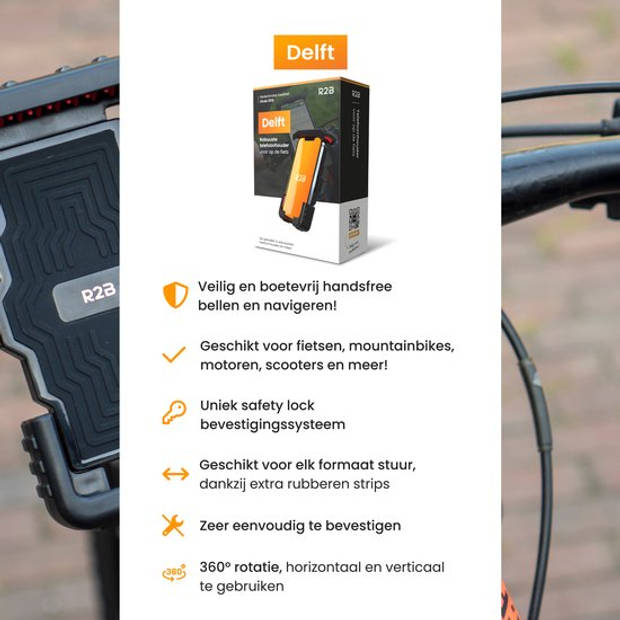 R2B Robuuste Telefoonhouder Fiets - 360 Graden Rotatie - Gsm Houder Fiets - Fietshouder - Ook voor scooter & motor