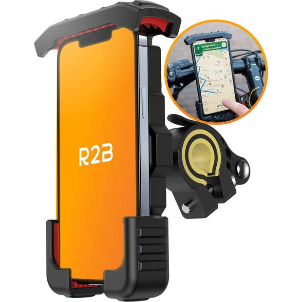 R2B Robuuste Telefoonhouder Fiets - 360 Graden Rotatie - Gsm Houder Fiets - Fietshouder - Ook voor scooter & motor